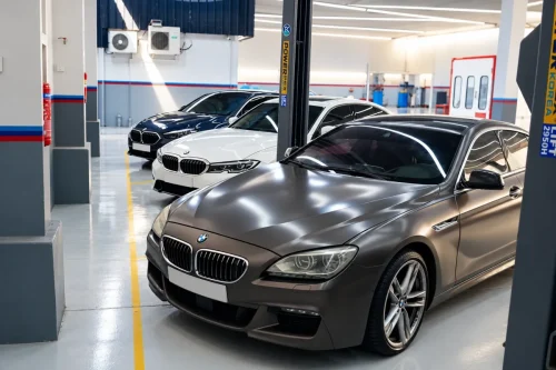 Luxury-BMWs-in-a-Bright-Automotive-Workshop